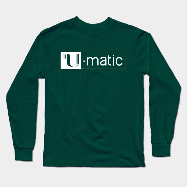 3/4" U-matic White logo Umatic Long Sleeve T-Shirt by PMM